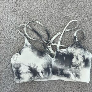 Bombshell Sportswear Black and White Tie-Dye Sports Bra